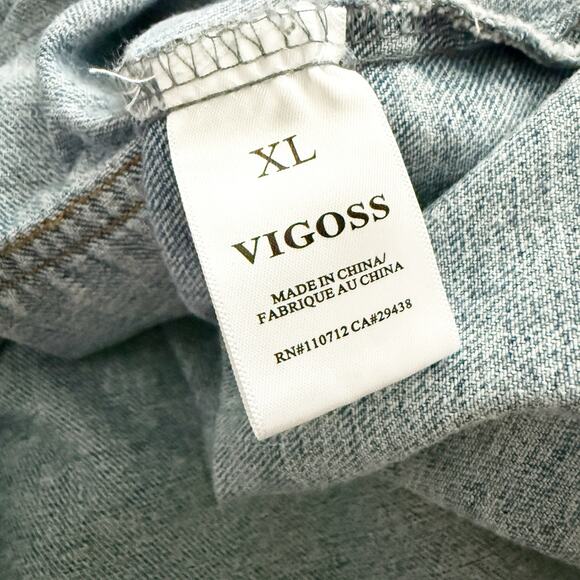 VIGOSS | NWT Bandana Paisley Denim Jean Jacket Boxy Coat Khaki Tan White | XL - Picture 7 of 8